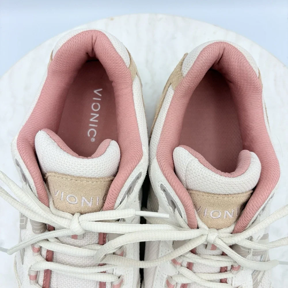 Womens Vionic 23Walk 2.0 Cream/sand Suede Walking Shoes Sneakers Size 12 Support - Picture 10 of 11